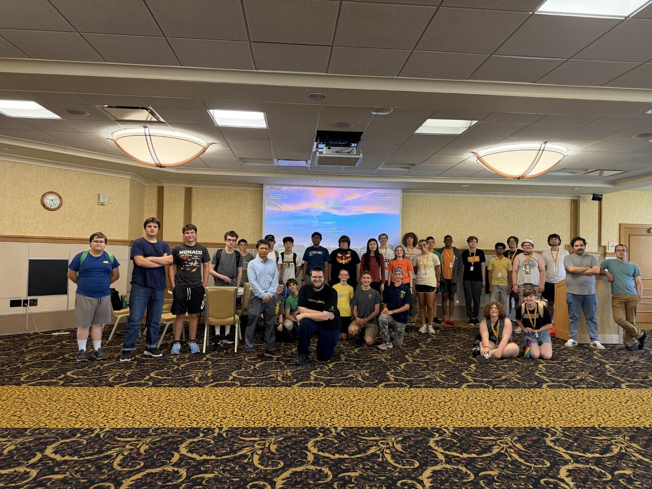 Group photo from a K-12 LLM security hackathon session