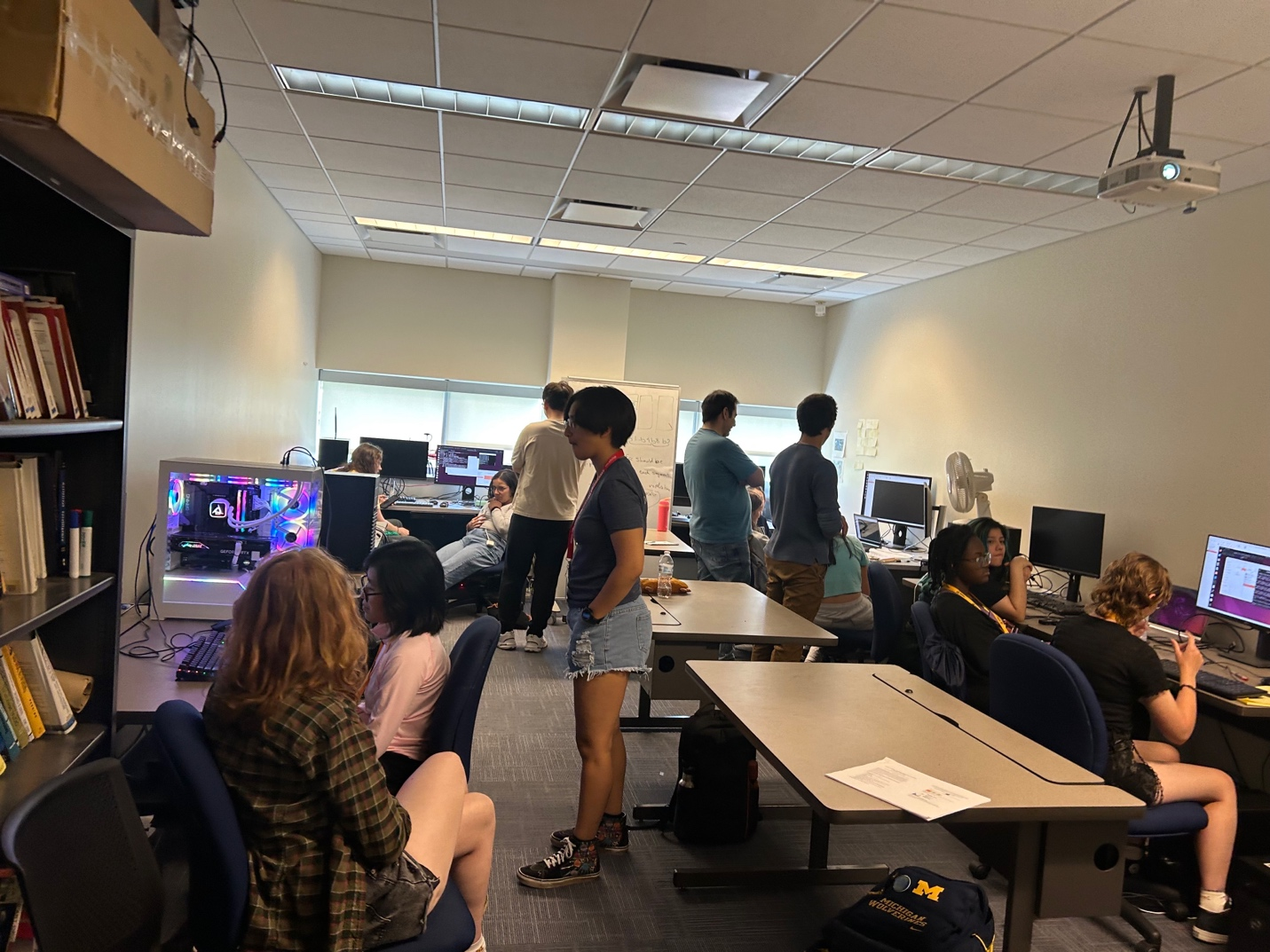Students working in the MTU Security and Privacy Lab during a hands-on cybersecurity session